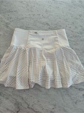Athleta tennis skirt skort White Athletic Skirt with Eyelet Overlay